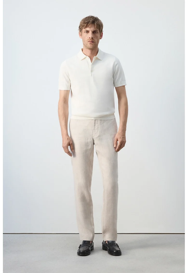 Tricou polo regular fit de bumbac, Alb murdar