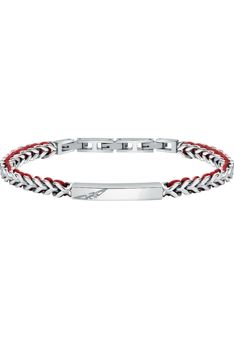 Bratara Barbati,  SZV131, inox, rosu, argintiu