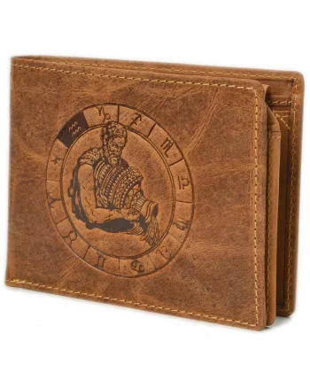 Portofel barbati piele naturala maro antichizat 12.5 x 9.5 x 2.5 cm (1705-Wassermann), Vintage Wassermann,