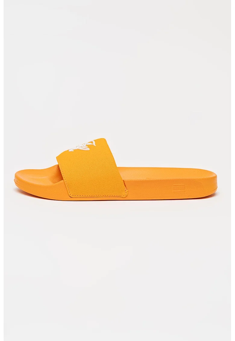 Papuci canvas cu logo brodat, Portocaliu neon