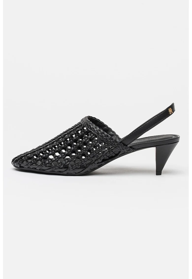 Pantofi slingback cu design tesut, Negru carbon