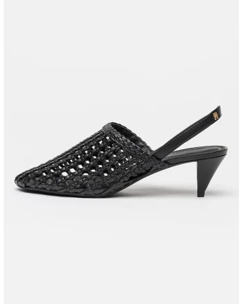 Pantofi slingback cu design tesut, Negru carbon