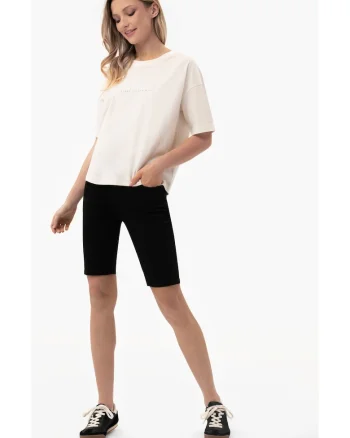 Pantaloni scurti din denim pentru femei  E-Neda, Negru