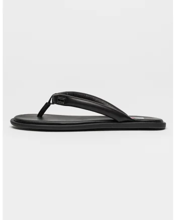 Papuci flip-flop de piele cu brant cu amortizare, Negru stins