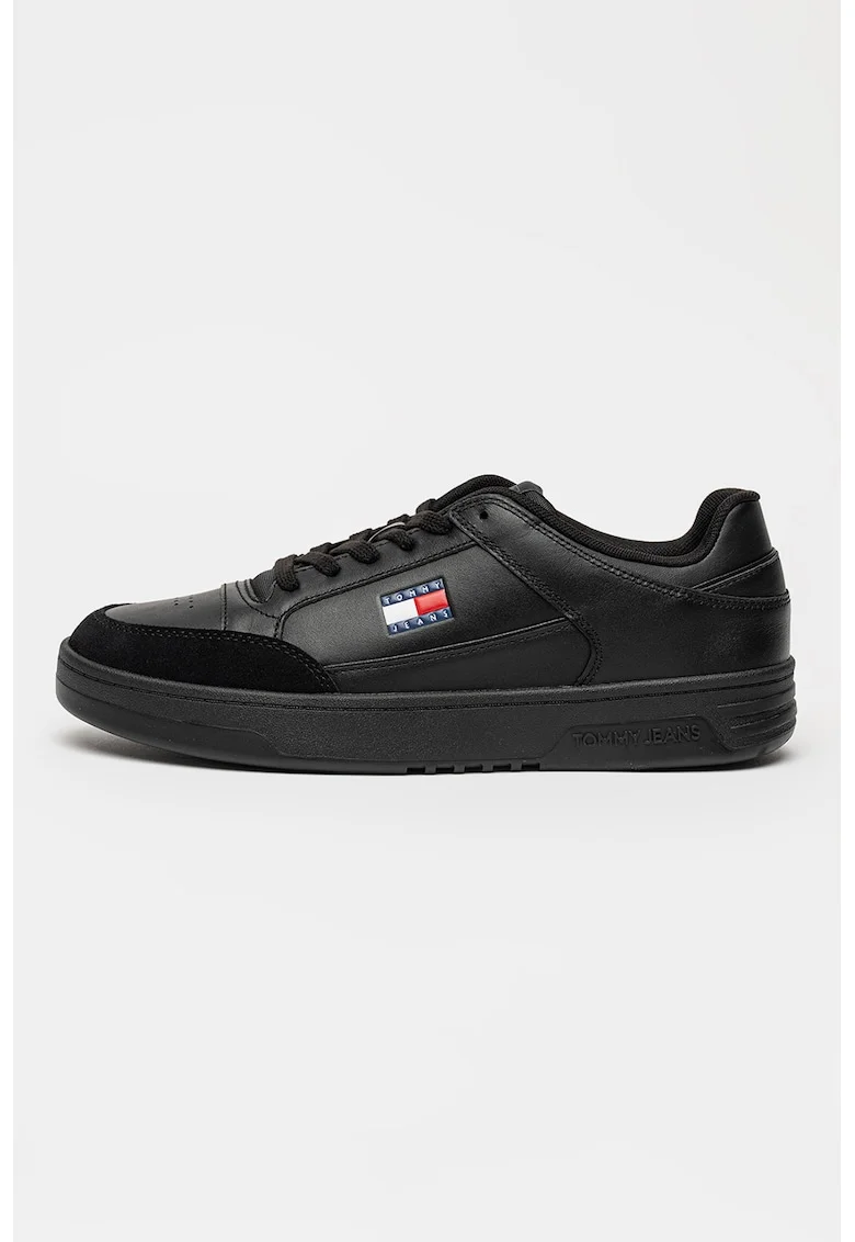 Pantofi sport low-cut din piele, Negru