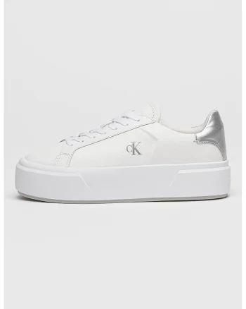 Pantofi sport flatform de piele, Alb murdar