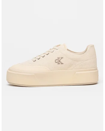 Pantofi sport flatform din material textil, Bej deschis