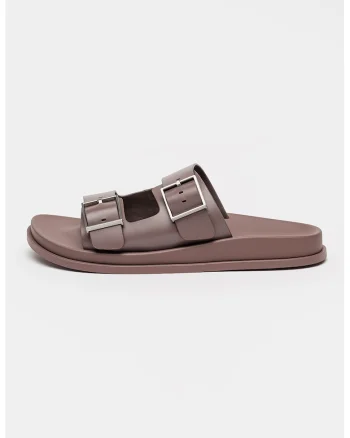 Papuci din piele, Violet aubergine