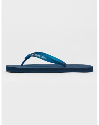 Papuci flip-flop cu logo, Albastru stins