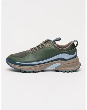 Pantofi sport Hike Runner din piele cu garnituri din plasa, Verde padure