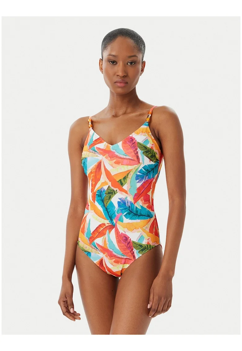 Costum de baie dama,  o singura piesa, bretele reglabile, multicolor, material elastic