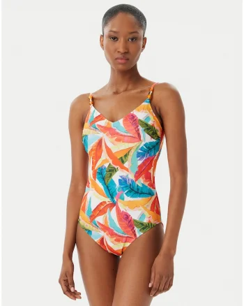 Costum de baie dama,  o singura piesa, bretele reglabile, multicolor, material elastic