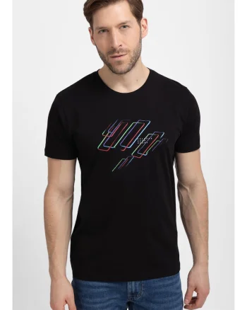 Tricou  T-Laser pentru barbati, negru cu imprimeu, Negru