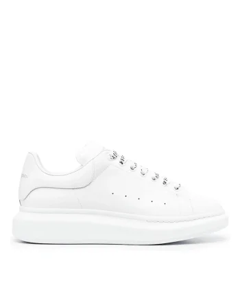 Oversized leather Man sneakers Full White, Alb