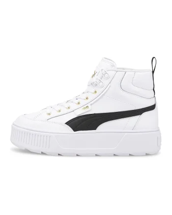 Pantofi sport mid-high de piele si piele ecologica Karmen, Negru/Alb optic