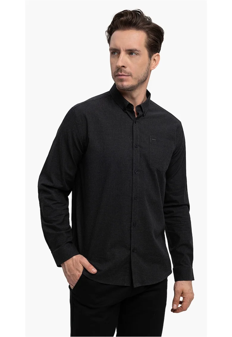 Camasa barbati din bumbac  K-Beri, Slim Fit, grafit, Gri grafit