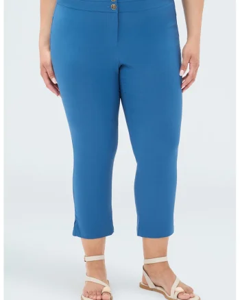 Pantaloni trei sferturi cu doua buzunare, Albastru cobalt