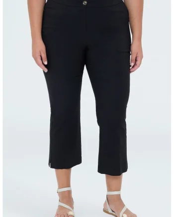 Pantaloni capri cu model uni, Negru