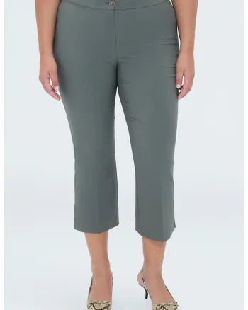 Pantaloni capri cu model uni, Albastru teal
