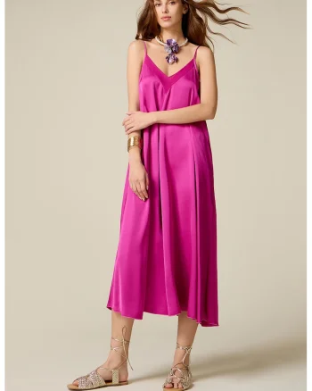 Rochie lejera cu decolteu in V, Fucsia