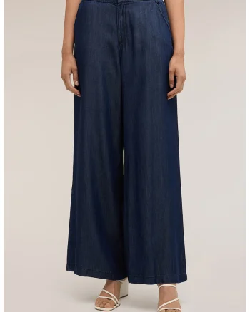 Blugi din yocell cu talie elastica pe partea din spate, Bleumarin