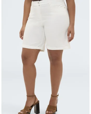 Pantaloni scurti din amestec de bumbac, Alb optic