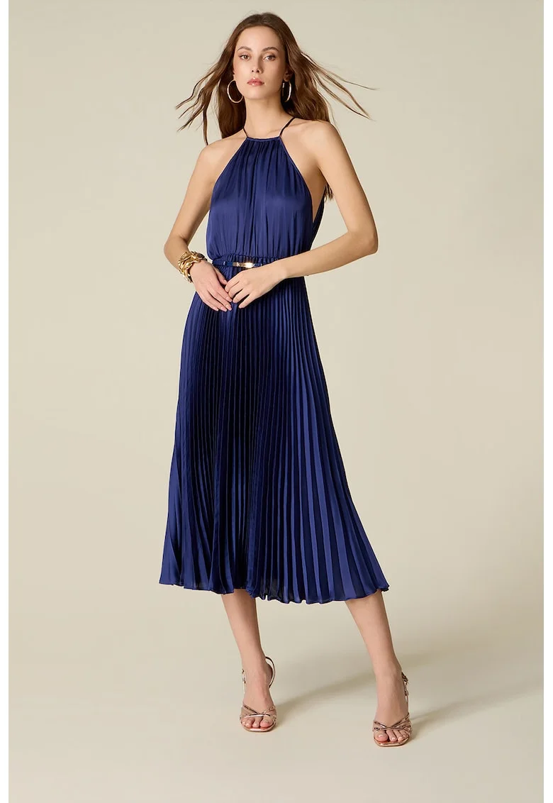 Rochie cu decolteu halter, Albastru inchis