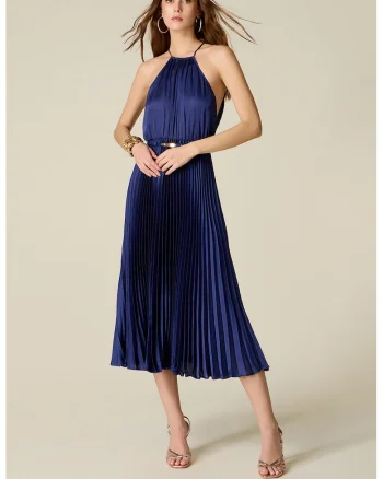 Rochie cu decolteu halter, Albastru inchis