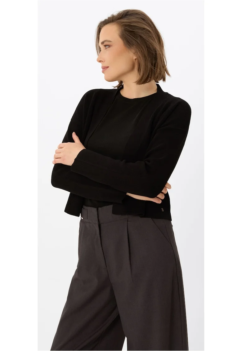 Cardigan scurt fara indichere, lejer,  S-Miga, Negru, Negru
