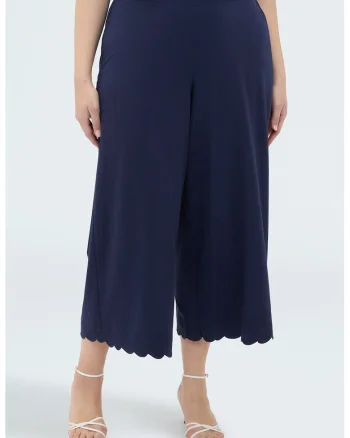 Pantaloni trei sferturi cu talie elastica, Bleumarin