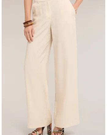 Pantaloni din amestec de lyocell cu croiala ampla, Bej deschis