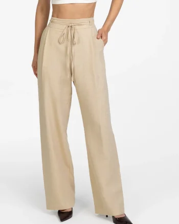 Pantaloni din amestec de in, Bej