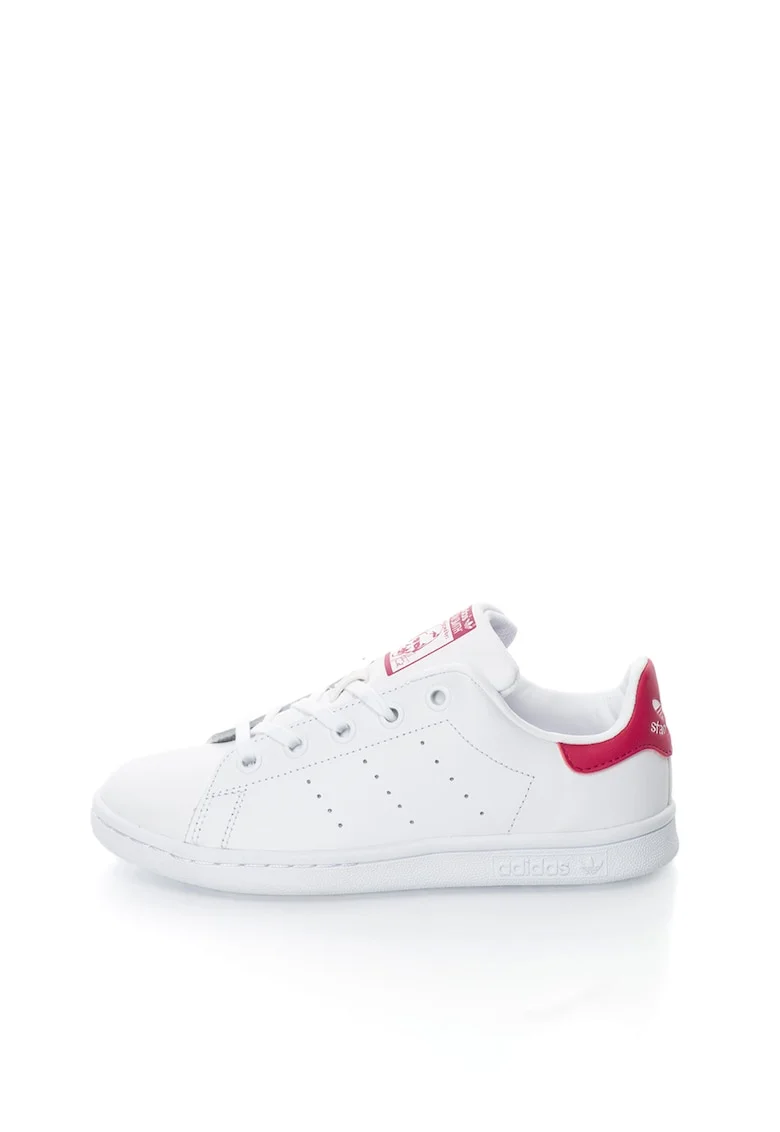 Pantofi sport albi cu detalii fucsia Stan Smith