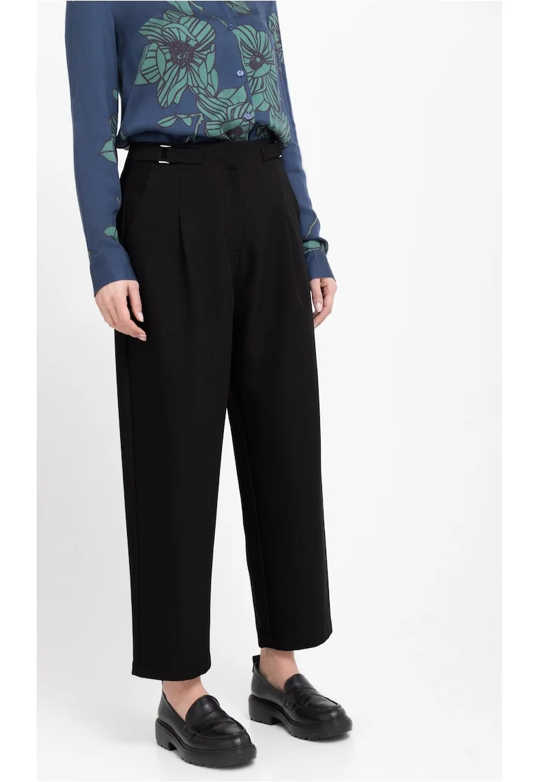 Pantaloni dama Comfort Fit, material flexibil, talie inalta,  R-Isuma, negru, Negru