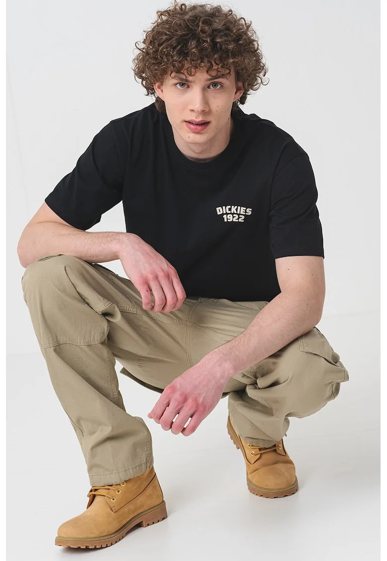 Pantaloni relaxed fit din bumbac, Verde pal