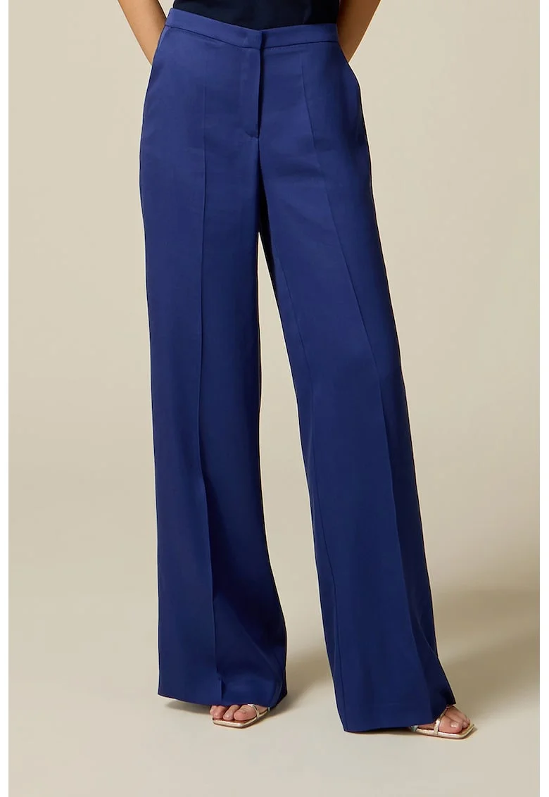 Pantaloni cu croiala dreapta si talie medie, Albastru royal