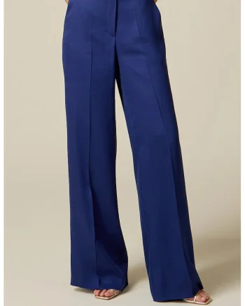 Pantaloni cu croiala dreapta si talie medie, Albastru royal