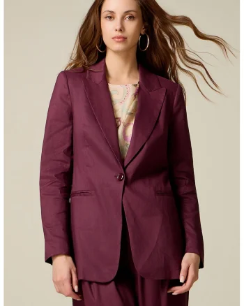 Sacou din in cu buzunare cu refilet, Violet pruna