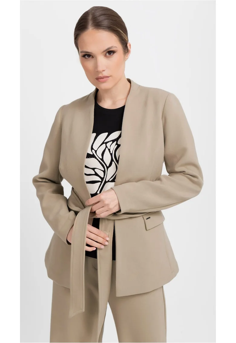 Sacou pentru dama cu cordon, cu maneci lungi  JB-Mirella, bej, Bej
