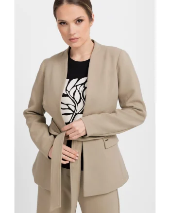 Sacou pentru dama cu cordon, cu maneci lungi  JB-Mirella, bej, Bej