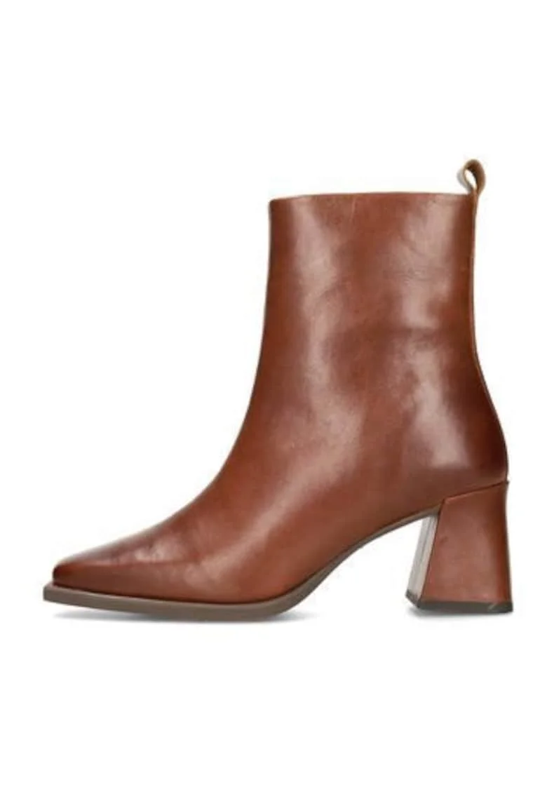 Botine din piele cu varf ascutit si fermoar