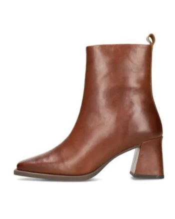 Botine din piele cu varf ascutit si fermoar