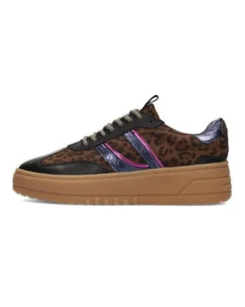 Pantofi sport din piele si piele intoarsa cu model animal print