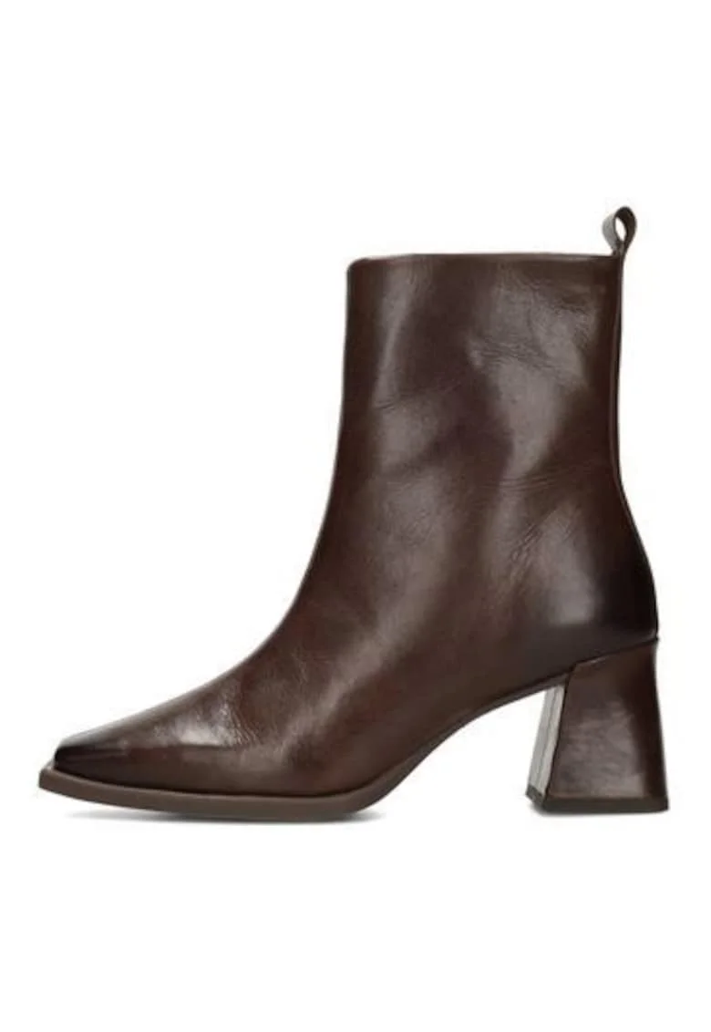 Botine din piele cu fermoar si toc inalt