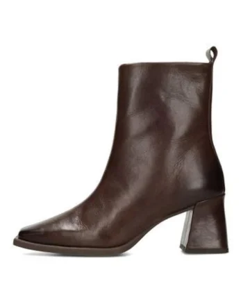 Botine din piele cu fermoar si toc inalt