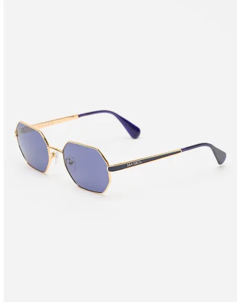 Ochelari de soare hexagonali cu rama metalica, Auriu/Negru