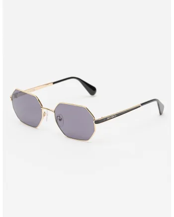 Ochelari de soare hexagonali cu detaliu logo, Auriu/Negru