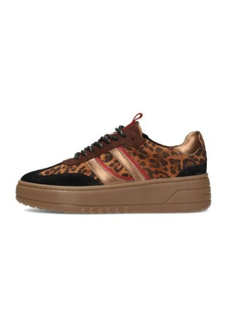 Pantofi sport Anemone din piele cu animal print si accente metalice