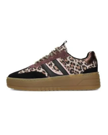 Pantofi sport Anemone din piele cu sireturi si animal print