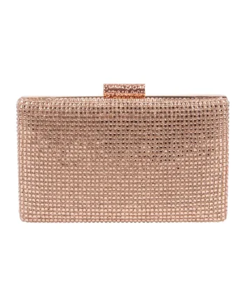 Geaanta miniaudiere cu strasuri, Auriu rose